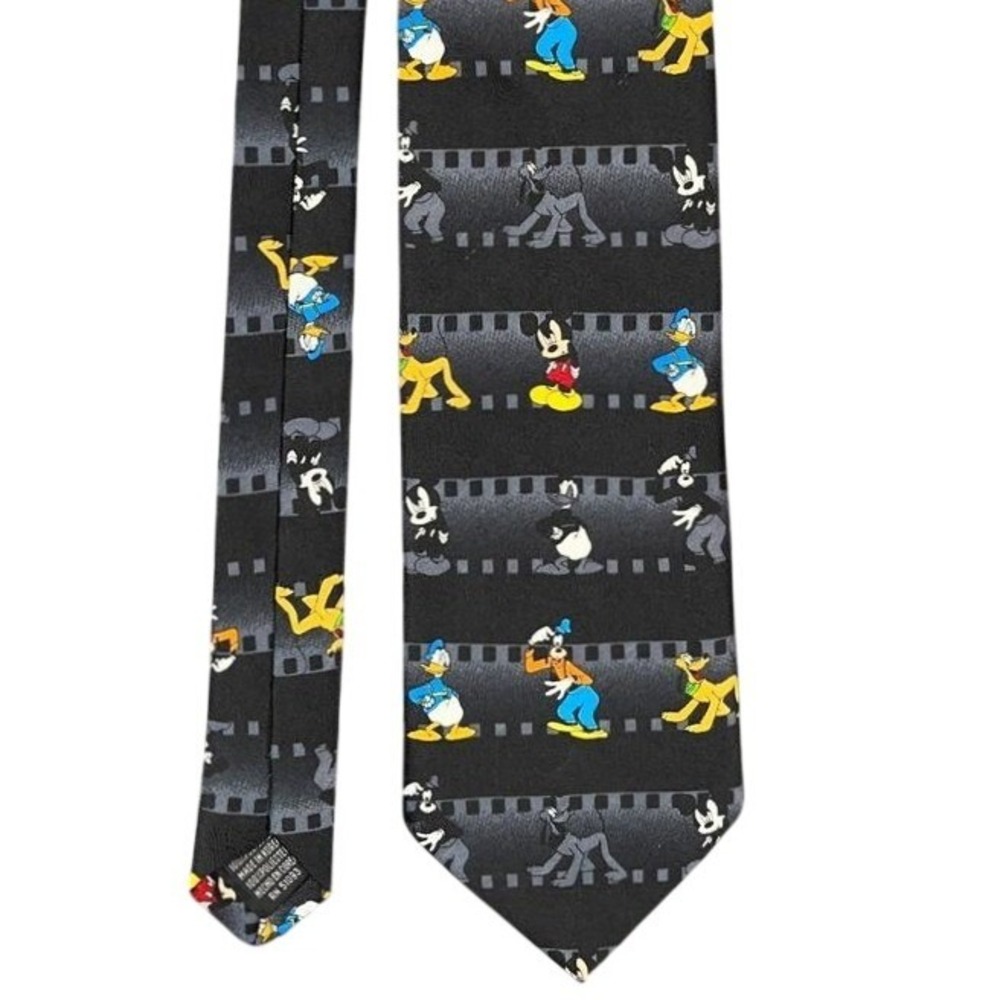 Disney Tie Mens 54" 3.75" Mickey Unlimited Donald‎ Goofy Pluto Korea Polyester